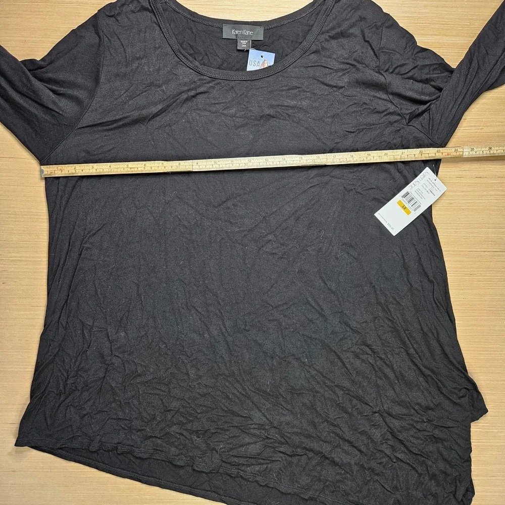 Karen Kane Asymmetrical Top Womens 3X Boho Chic Hem Black 1L94696W NEW